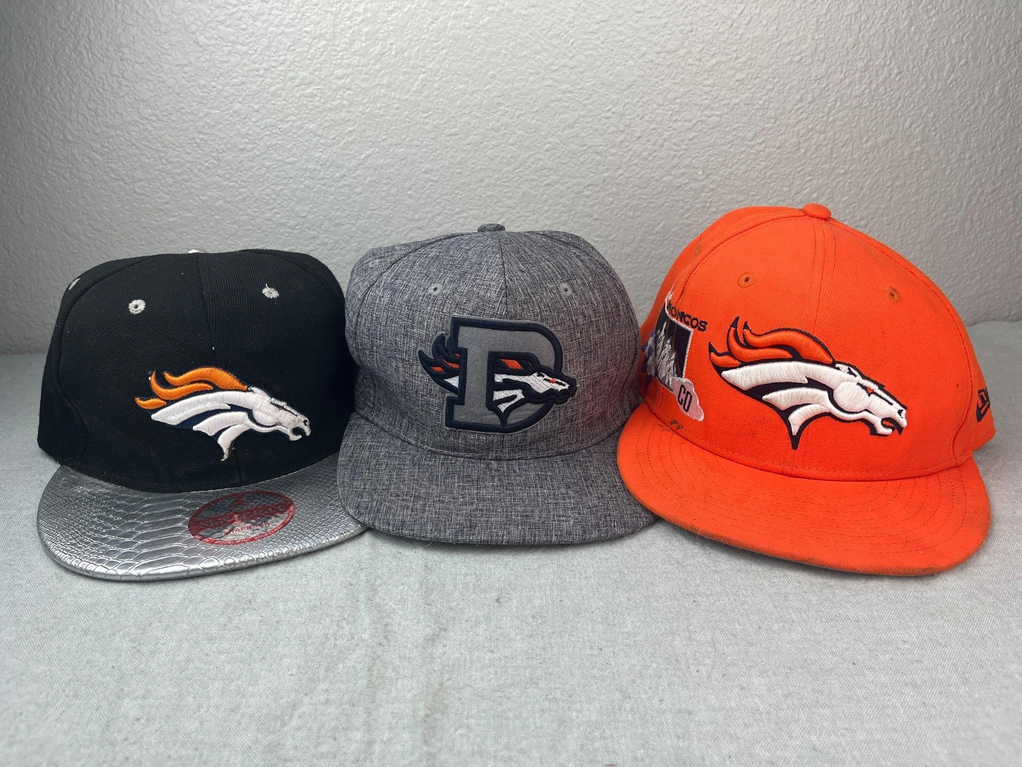 Lot of 3 NFL Denver Broncos FlatBill SnapBack Hats