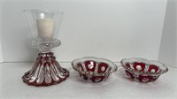 RUBY FLASH CANDLE HOLDER & BOWLS