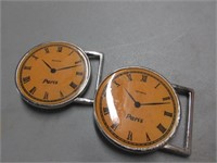 PAIR OF VINTAGE DOCKFACE QUARTZ PARIS BELT BUCKLES