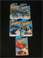 Five collectible Hot Wheels