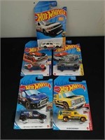 Five collectible Hot Wheels