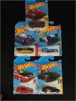 Five collectible Hot Wheels