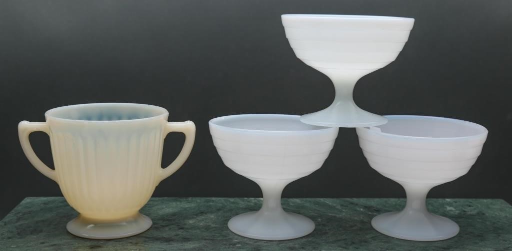 Vintage Milk Glass Cups (4)
