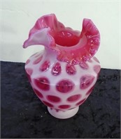 Fenton(?) Cranberry Ruffled Vase 7"H