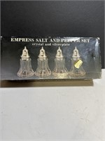 Vintage Empress Salt & Pepper Crystal silver plate