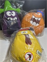 Lot of 3 Funny Face Plush pillows mint in bag
