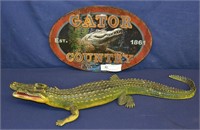 Gator Country Metal Sign & Rubber Alligator