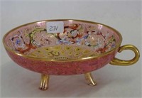 Moser decorated handled & footed 4 3/4" dia nappy