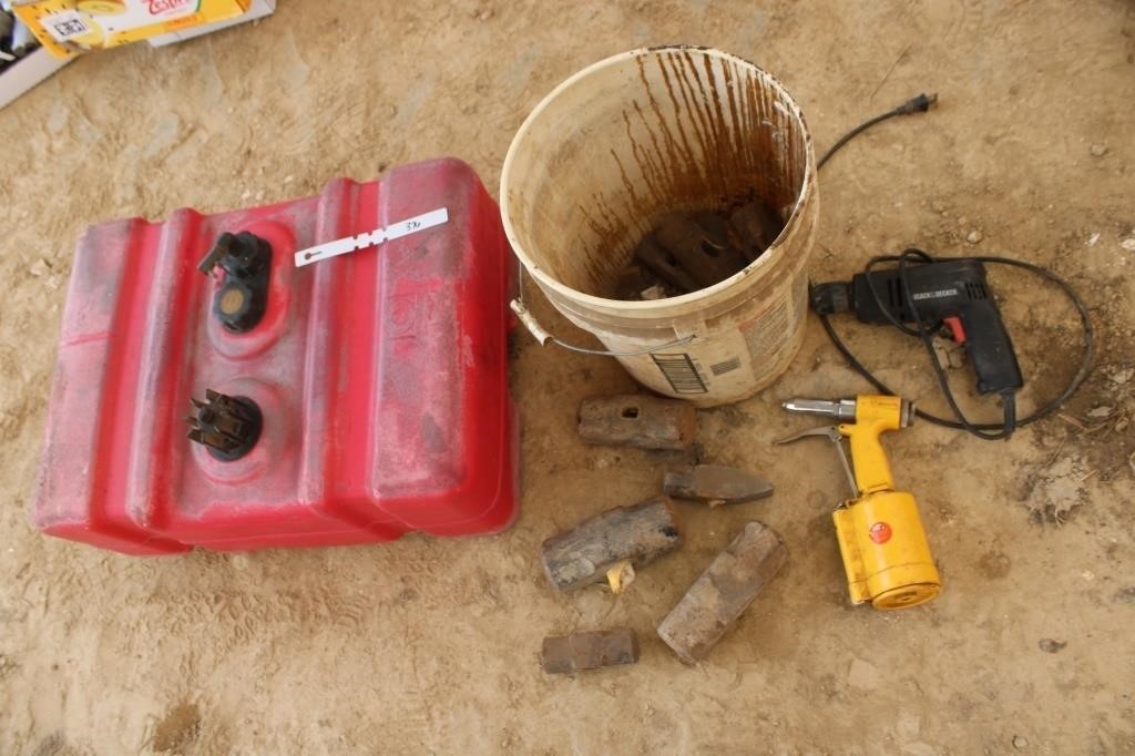 Fuel tank; drill; hammer heads; air painter