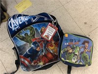 Avengers backpack and Toy Story lunchbox