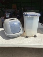 Cat litter box and tote on wheels