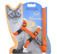 Orange Adjustable Cat Harness and Leash x4