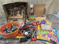 Vintage Lot Of Toys - Puzzles, Wooden Blocks,