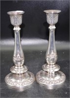 Pair of Thai silver candlesticks.