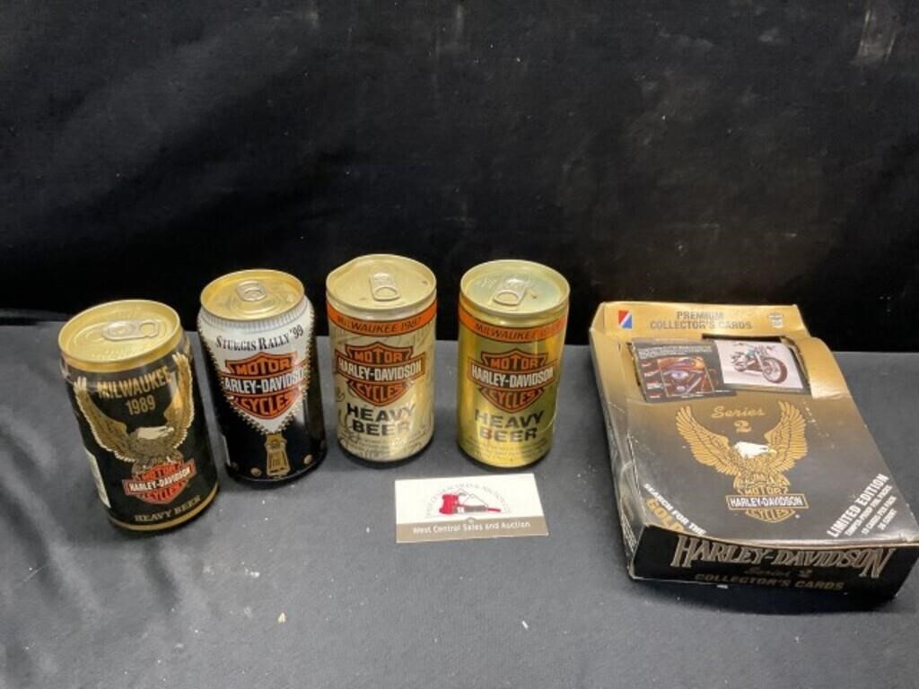 Harley Davidson Beer Cans and Cards