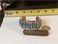 vtg sterling & turquoise cuff bracelet mark JFG