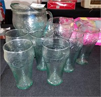 CocaCola Pitcher And 7 Glasses