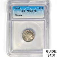 1916 Mercury Silver Dime ICG MS65 FB