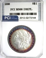 1880 Morgan MS66 DMPL LISTS $22500