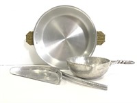 Vintage small metal pans and crumb pan