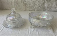 Imperial Glass Domed Butter Dish & Iridescent