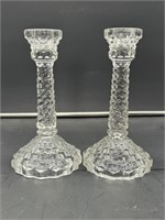 2 American Fostoria large cone foot candle holder