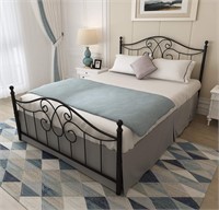 YALAXON Metal Bed Frame  Queen  Black