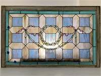 Lg Antique Textured & Stained Glass Window