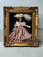 Framed Porcelain Doll, 13"x16"