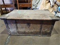 Antique Wood / Metal Chest w/ Hearts