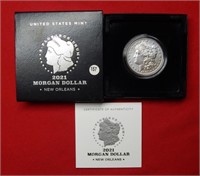 2021 O Morgan Silver Dollar COA/Box