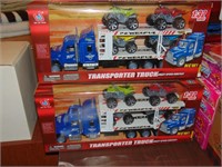 (3) new in pkg. transporter truck toys
