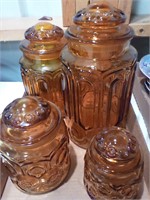 Amber canister set glass