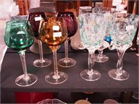 Seven contemporary wine goblets: set of four 9"