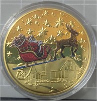 Merry Christmas Santa on a sleigh challenge coin!
