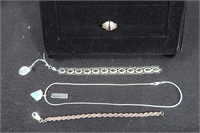 SterlingSilver Lot-2 Bracelets(7",6"),17"Necklace&