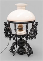 20th CENTURY ORNATE CAST METAL PARLOR LAMP