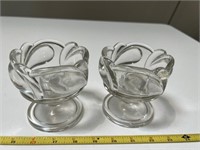 2 Decorative Glass Pedastal Candle Holders