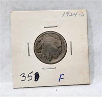 1924 S Buffalo 5 Cent Half Horn F Full Date