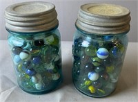 Ball Jars with Zinc Lids & Vintage Marbles