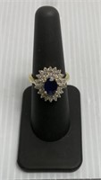 14k Sapphire & Diamond cocktail ring size 7