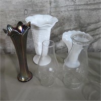 Milk Glass Vases & Huricane Globes
