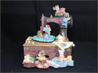 Whimsical Sewing Machine with Mice Music Box