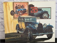 Mixed Media Illustration of Vintage Automobiles by