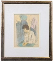 Raphael Soyer "Seated Figure" Mixed Media Drawing