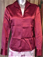 Express Deep Red L/S Blouse Size 1/2 NWT