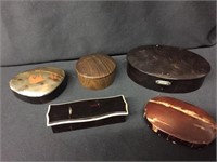 Japenese Shell & Wood Carved Trinket Boxes