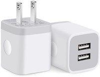 NEW 2PK USB Wall Charger Plug Cubes, Dual Port