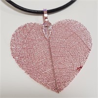 Natural Leaf Pink Pendant Necklace SJC