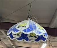YELLOW ROSE STAINED GLASS CHANDELIER
